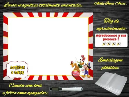 Lousa Magnética Mickey Circo com Embalagem