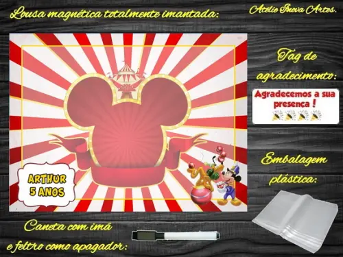 Lousa Magnética Mickey Circo com Embalagem