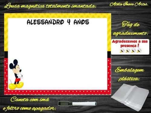 Lousa Magnética Mickey com Embalagem