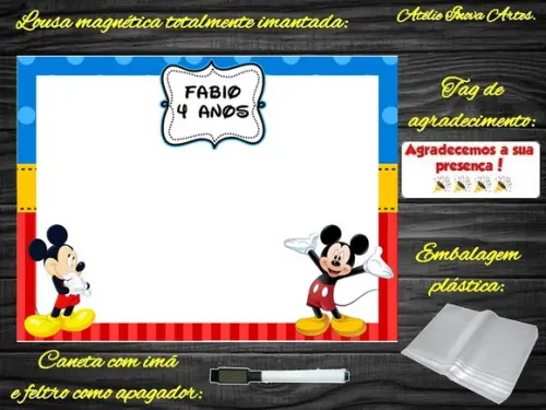 Lousa Magnética Mickey com Embalagem