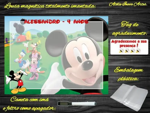 Lousa Magnética Mickey com Embalagem