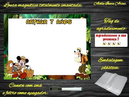 Lousa Magnética Mickey Safari com Embalagem