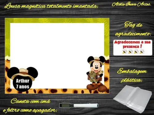 Lousa Magnética Mickey Safari com Embalagem
