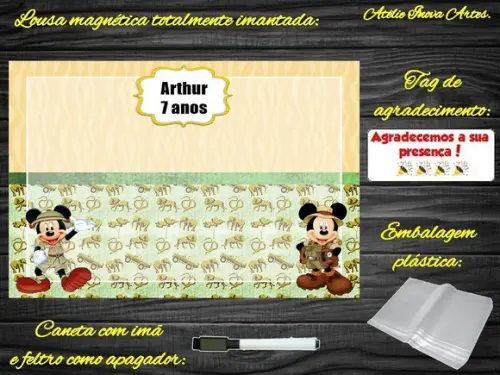 Lousa Magnética Mickey Safari com Embalagem