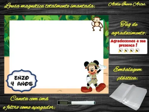 Lousa Magnética Mickey Safari com Embalagem