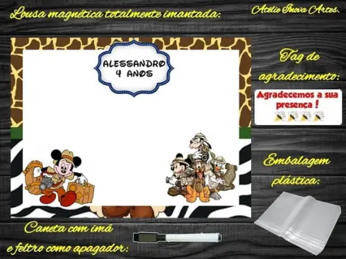 Lousa Magnética Mickey Safari com Embalagem