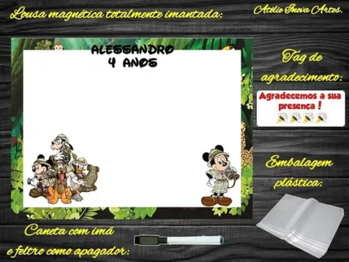 Lousa Magnética Mickey Safari com Embalagem