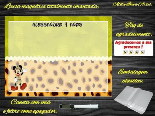Lousa Magnética Mickey Safari com Embalagem