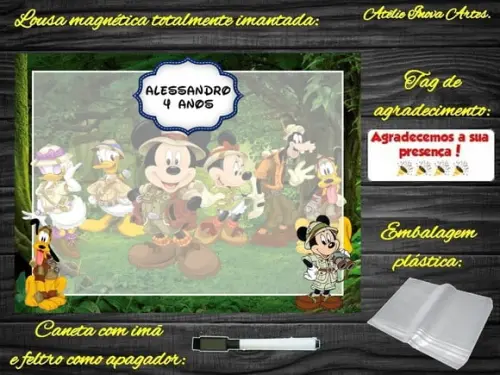 Lousa Magnética Mickey Safari com Embalagem