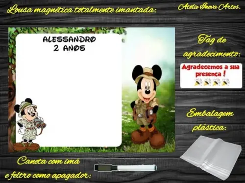 Lousa Magnética Mickey Safari com Embalagem