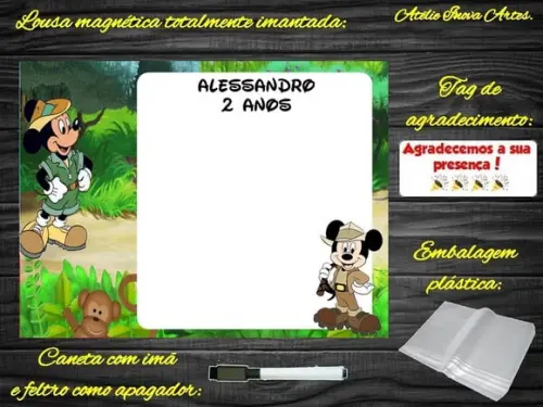 Lousa Magnética Mickey Safari com Embalagem