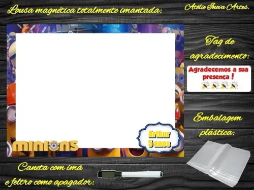Lousa Magnética Minions com Embalagem
