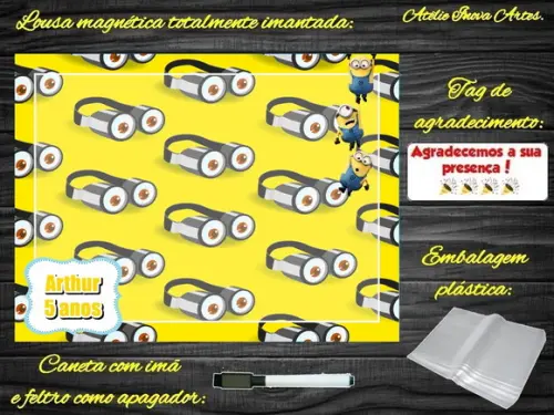 Lousa Magnética Minions com Embalagem