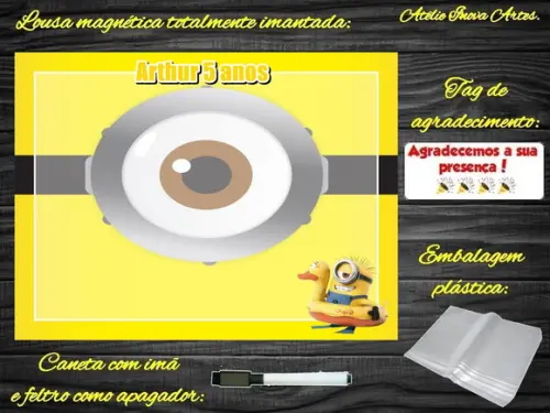 Lousa Magnética Minions com Embalagem