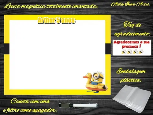 Lousa Magnética Minions com Embalagem