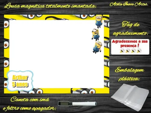 Lousa Magnética Minions com Embalagem