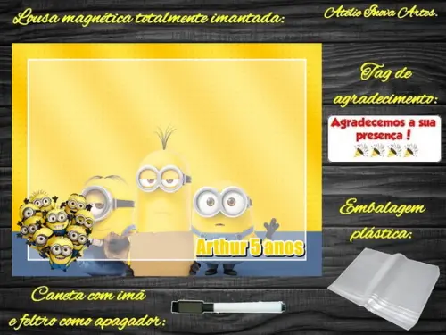 Lousa Magnética Minions com Embalagem