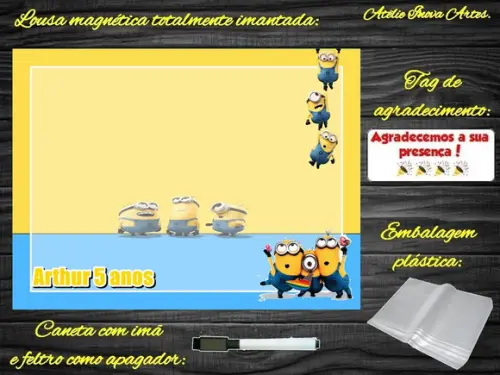 Lousa Magnética Minions com Embalagem