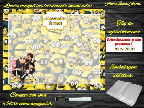 Lousa Magnética Minions com Embalagem