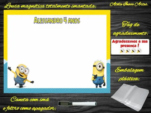 Lousa Magnética Minions com Embalagem
