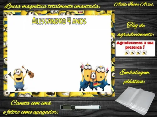 Lousa Magnética Minions com Embalagem