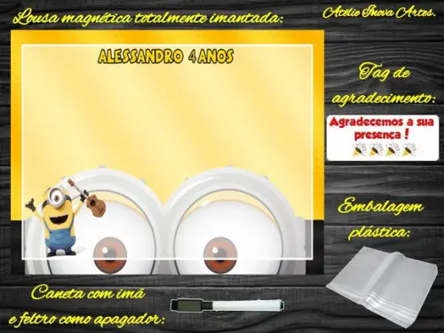 Lousa Magnética Minions com Embalagem