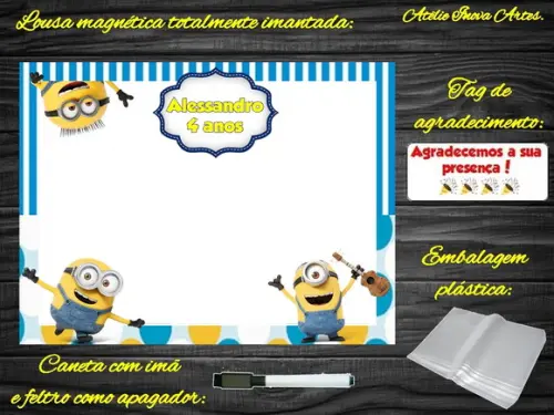 Lousa Magnética Minions com Embalagem