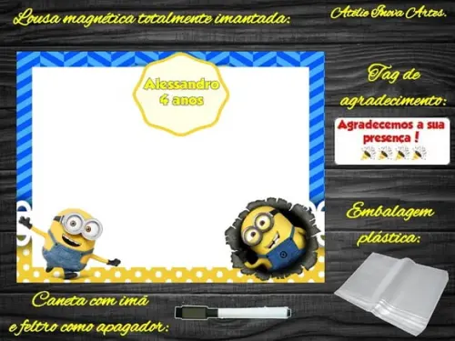 Lousa Magnética Minions com Embalagem