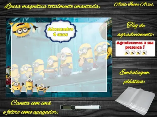 Lousa Magnética Minions com Embalagem