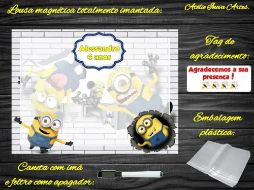 Lousa Magnética Minions com Embalagem