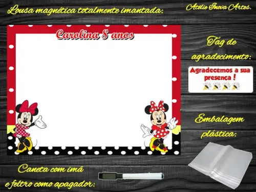 Lousa Magnética Minnie com Embalagem