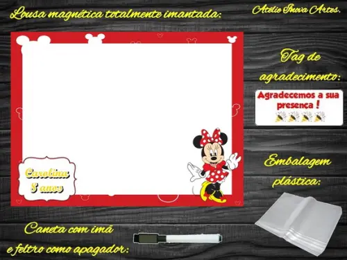 Lousa Magnética Minnie com Embalagem