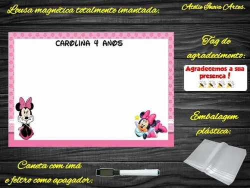 Lousa Magnética Minnie com Embalagem