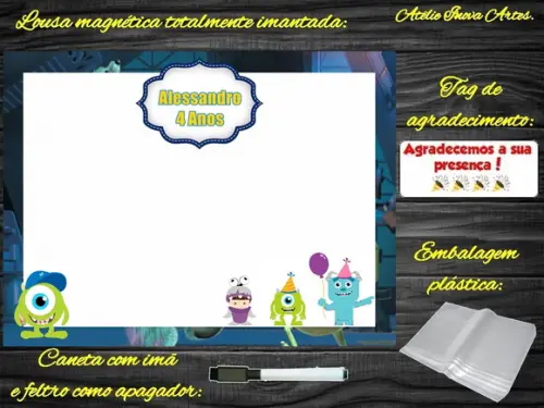Lousa Magnética Monstros S.a com Embalagem