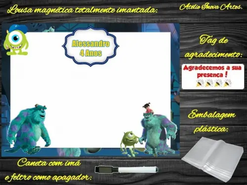 Lousa Magnética Monstros S.a com Embalagem