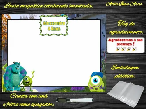 Lousa Magnética Monstros S.a com Embalagem