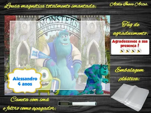 Lousa Magnética Monstros S.a com Embalagem
