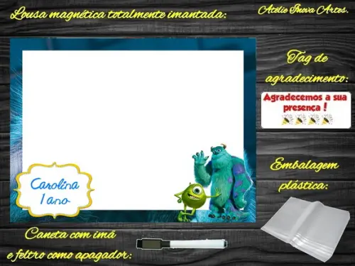 Lousa Magnética Monstros S.a com Embalagem