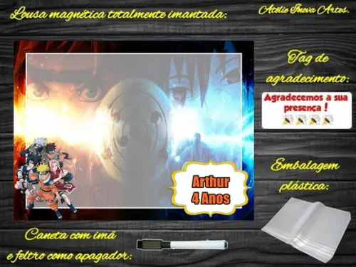 Lousa Magnética Naruto com Embalagem