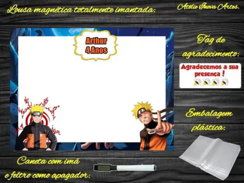Lousa Magnética Naruto com Embalagem