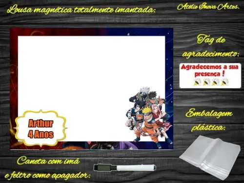 Lousa Magnética Naruto com Embalagem