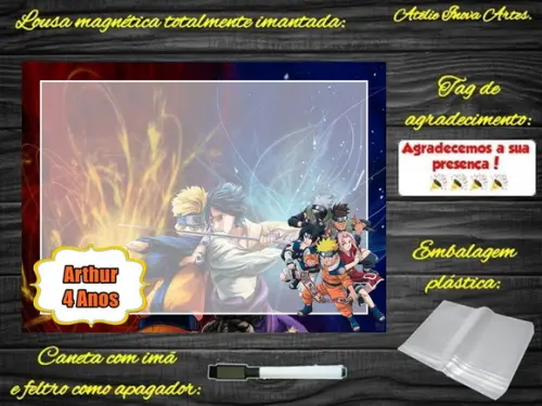 Lousa Magnética Naruto com Embalagem