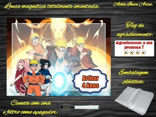 Lousa Magnética Naruto com Embalagem