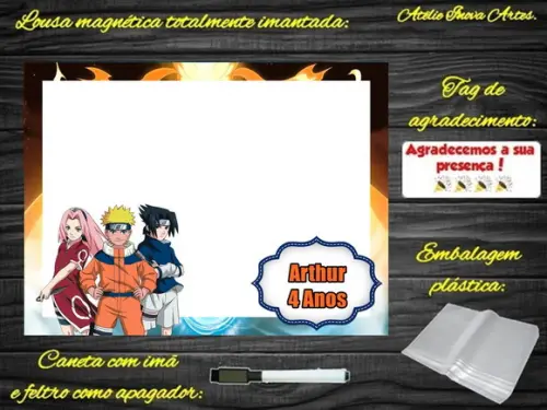Lousa Magnética Naruto com Embalagem