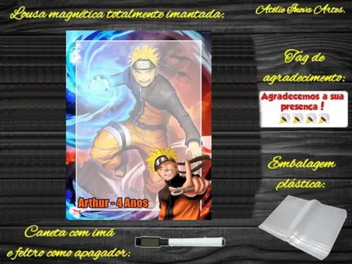 Lousa Magnética Naruto com Embalagem