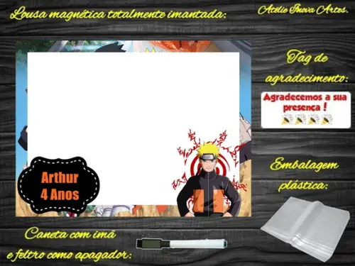 Lousa Magnética Naruto com Embalagem
