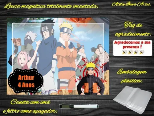 Lousa Magnética Naruto com Embalagem