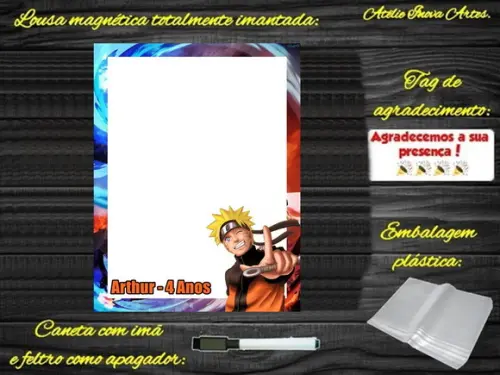Lousa Magnética Naruto com Embalagem