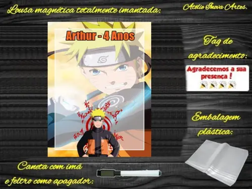 Lousa Magnética Naruto com Embalagem
