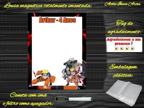 Lousa Magnética Naruto com Embalagem